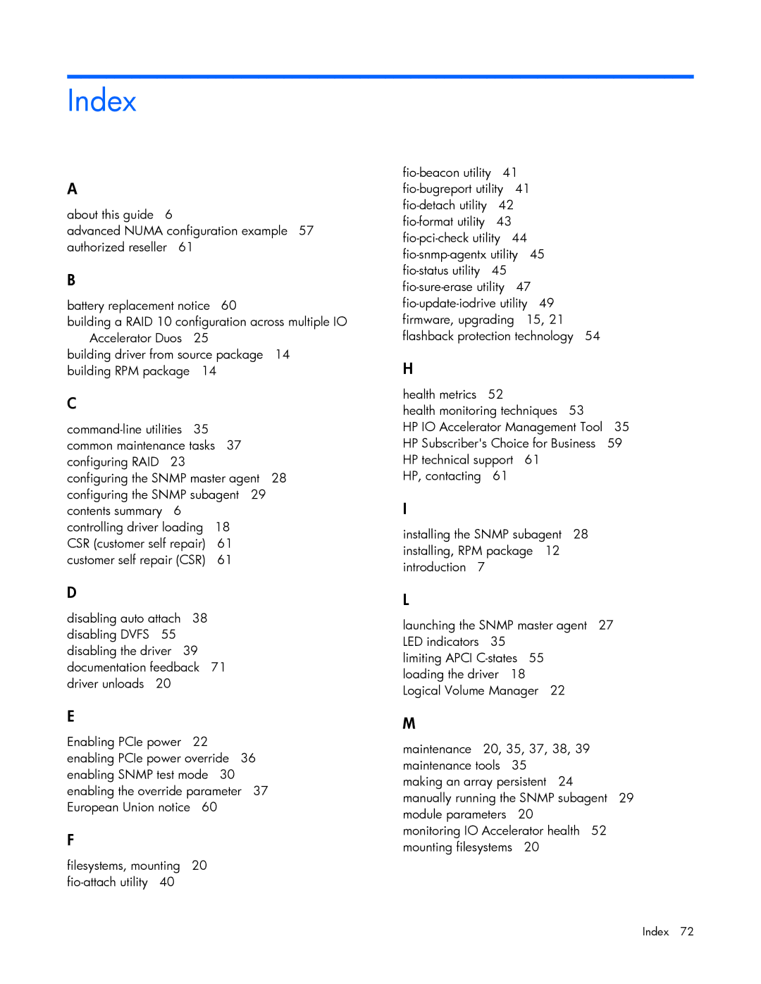 HP B- Accelerators Linux manual Index 