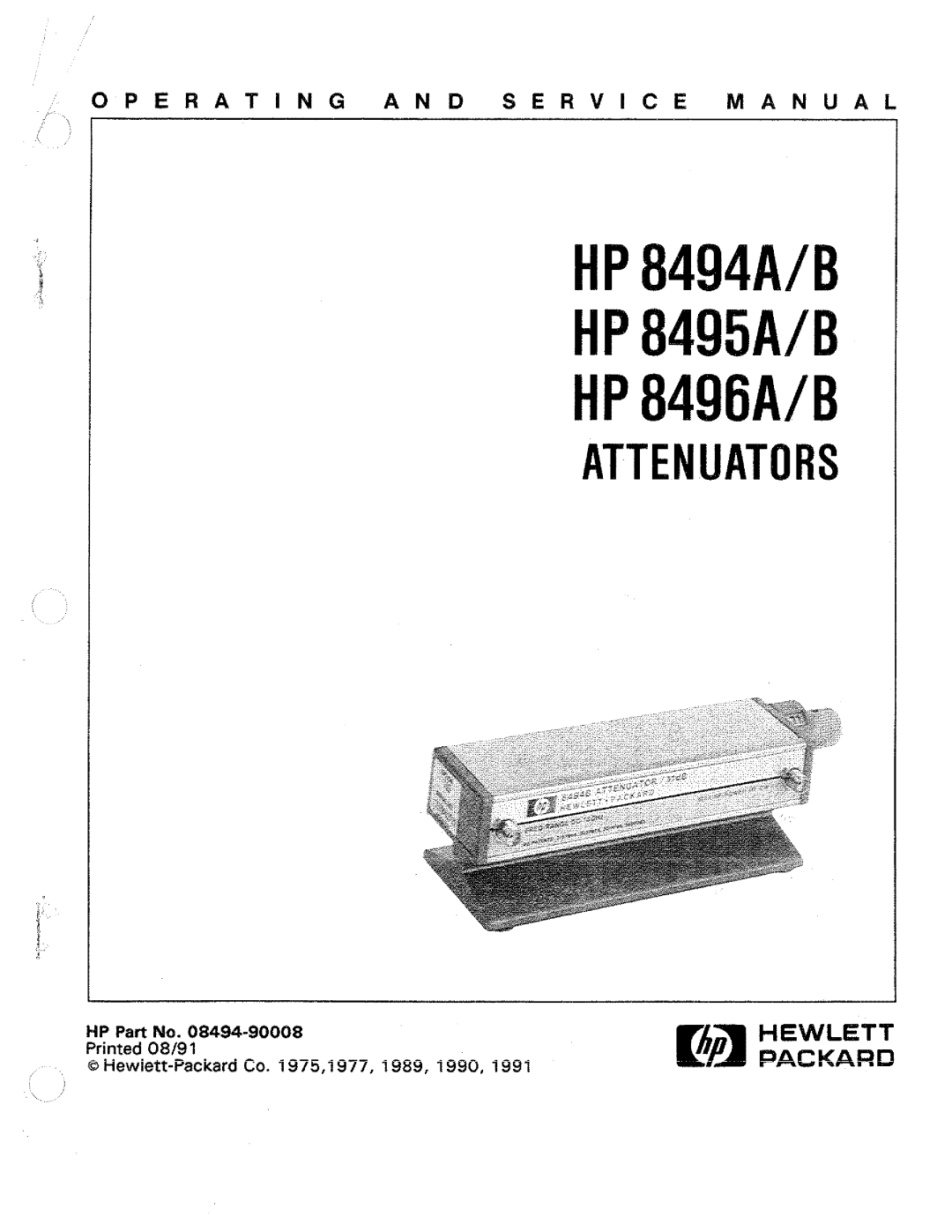 HP 8495A, B, 8496A, 8494A manual 