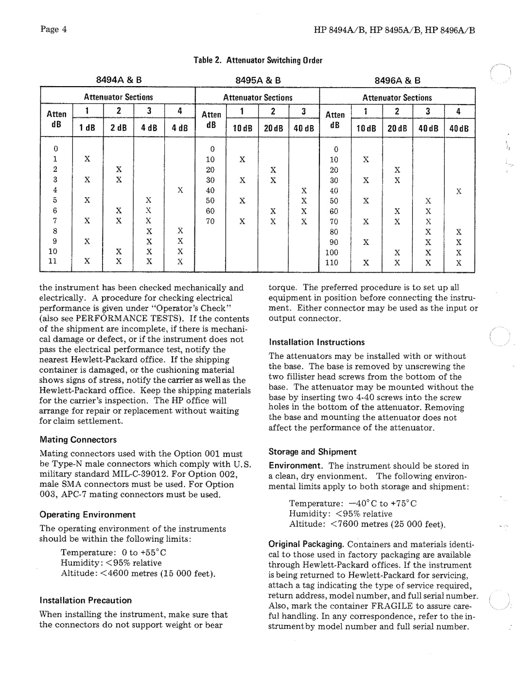 HP B, 8495A, 8496A, 8494A manual 