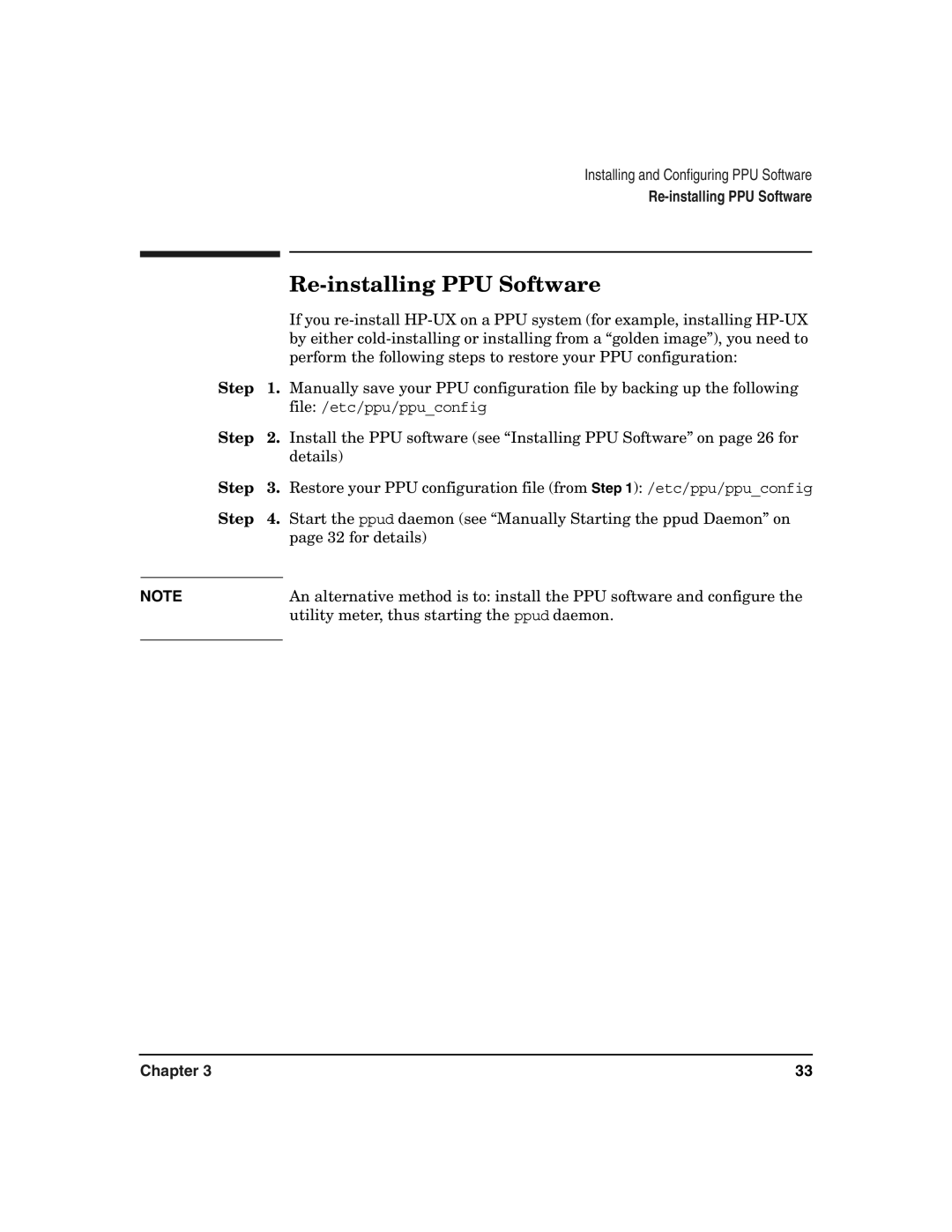 HP B.06.X manual Re-installing PPU Software 