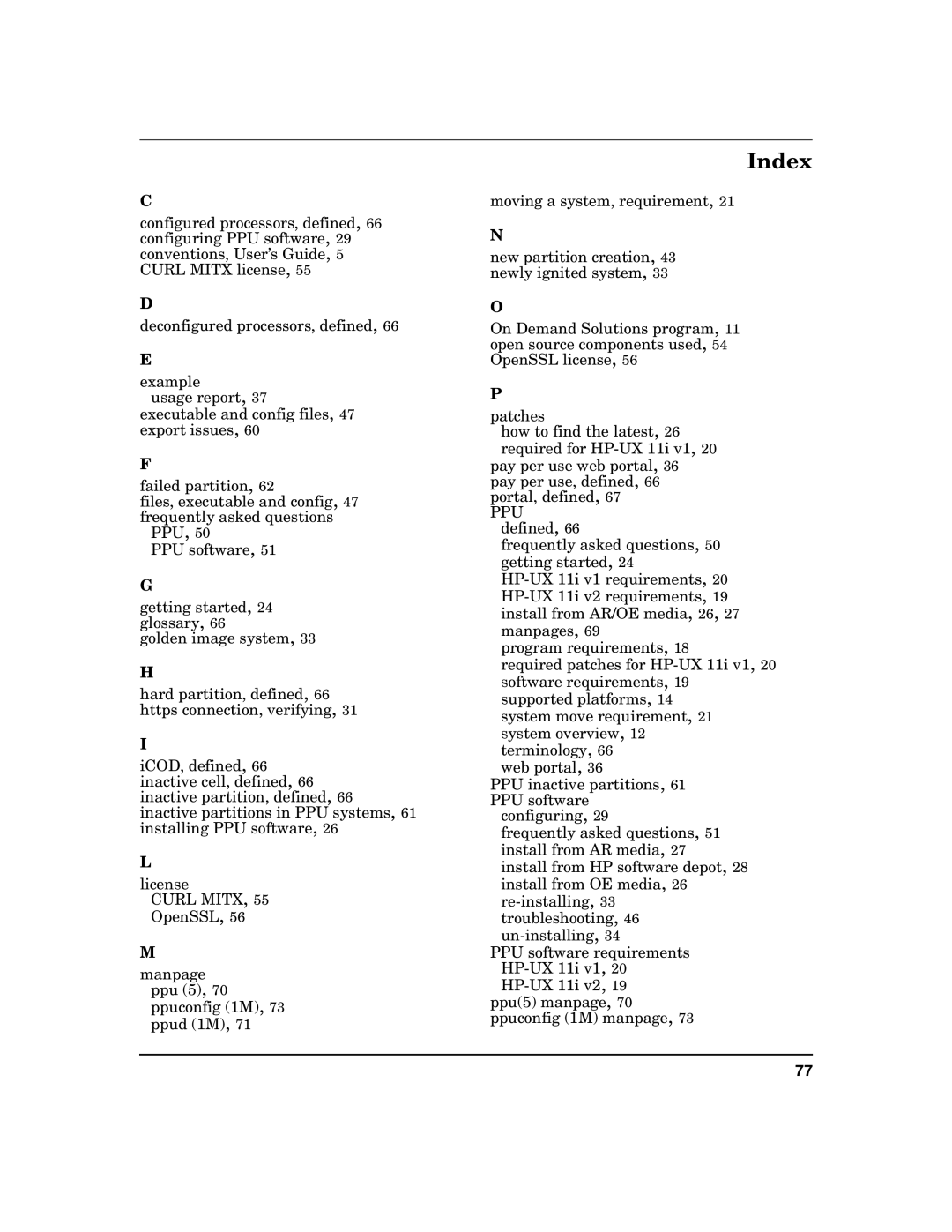 HP B.06.X manual Index 