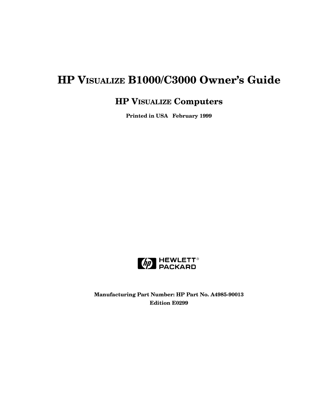 HP b1000 manual HP Visualize B1000/C3000 Owner’s Guide 