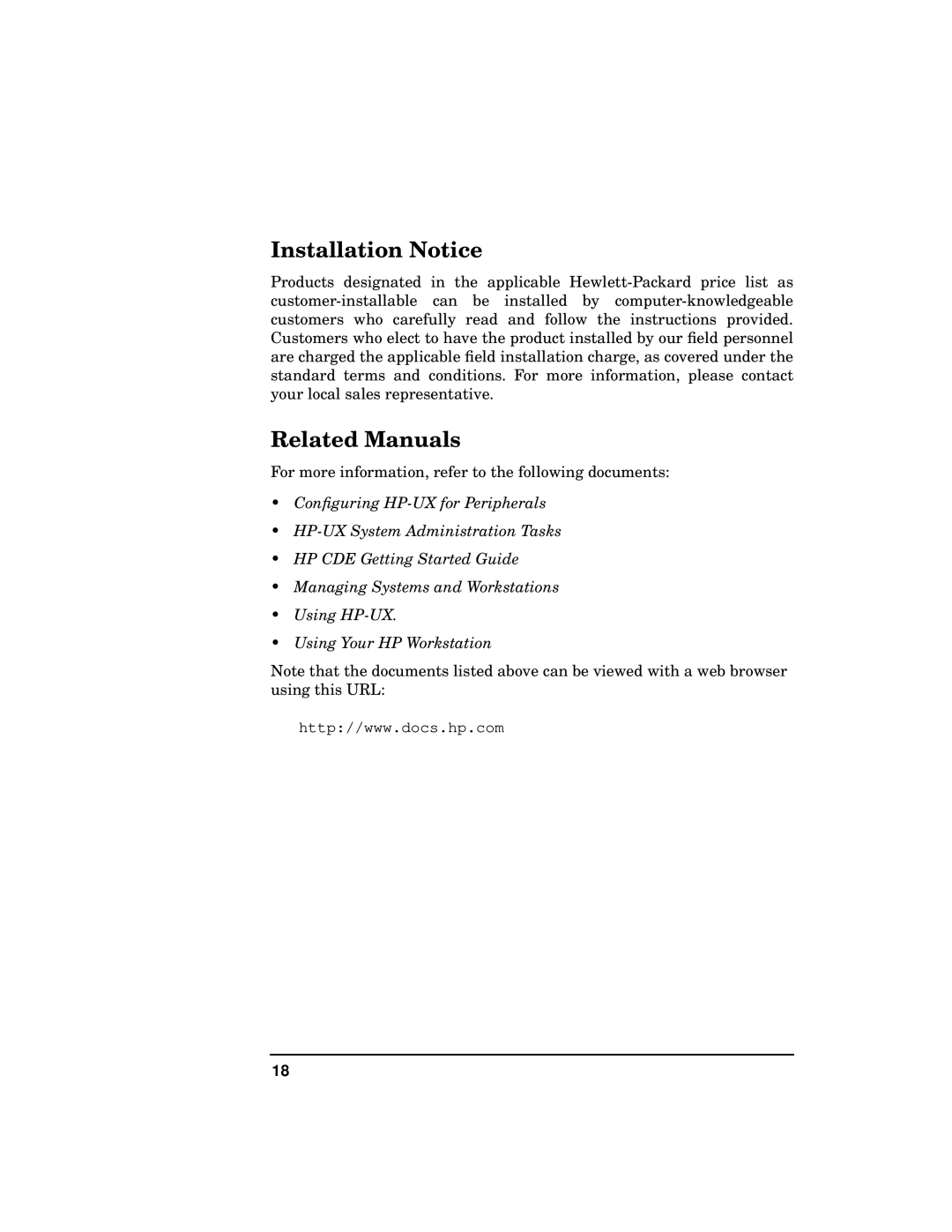 HP b1000 manual Installation Notice, Related Manuals 