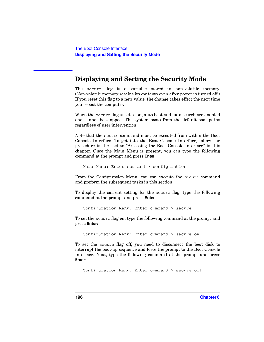 HP b1000 manual Displaying and Setting the Security Mode 