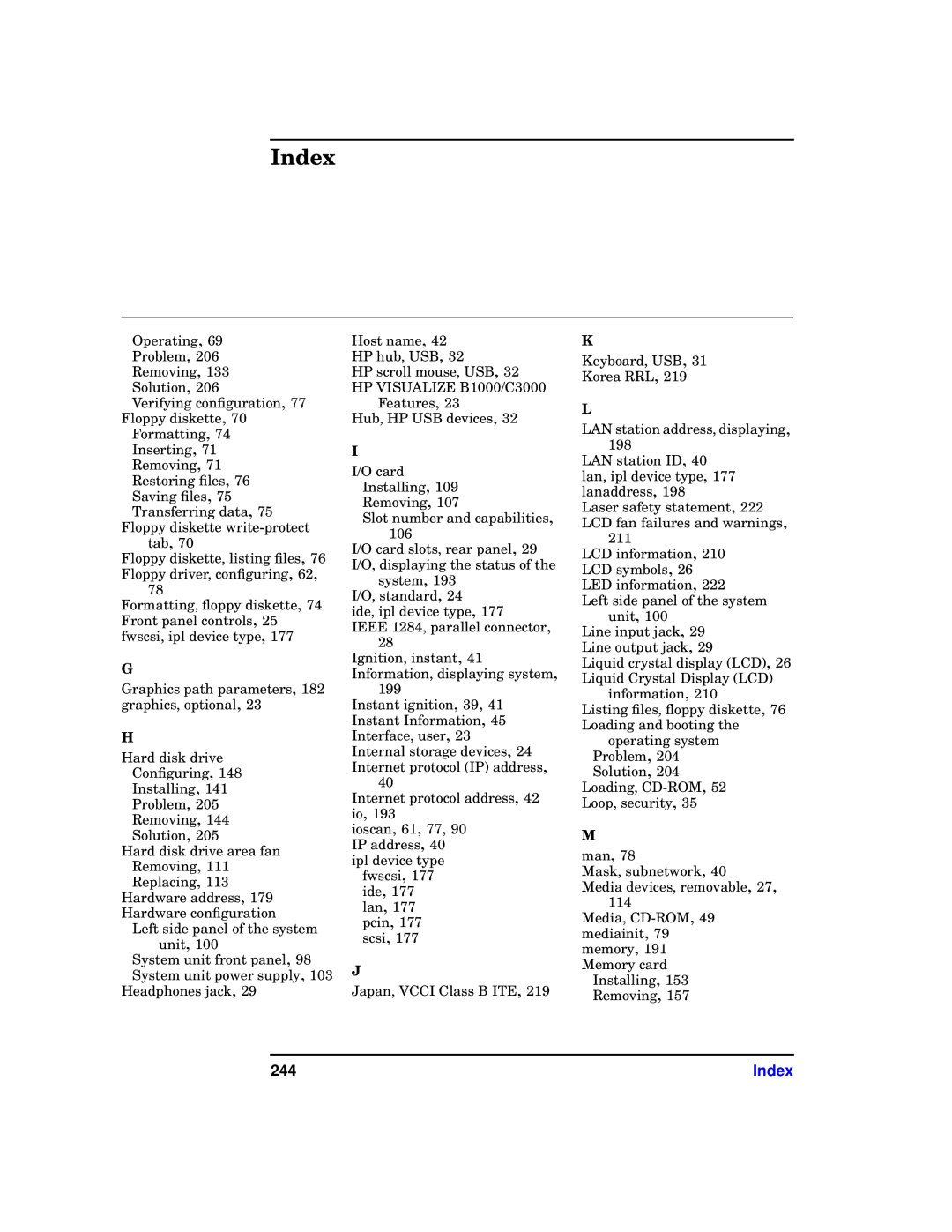 HP b1000 manual 244 