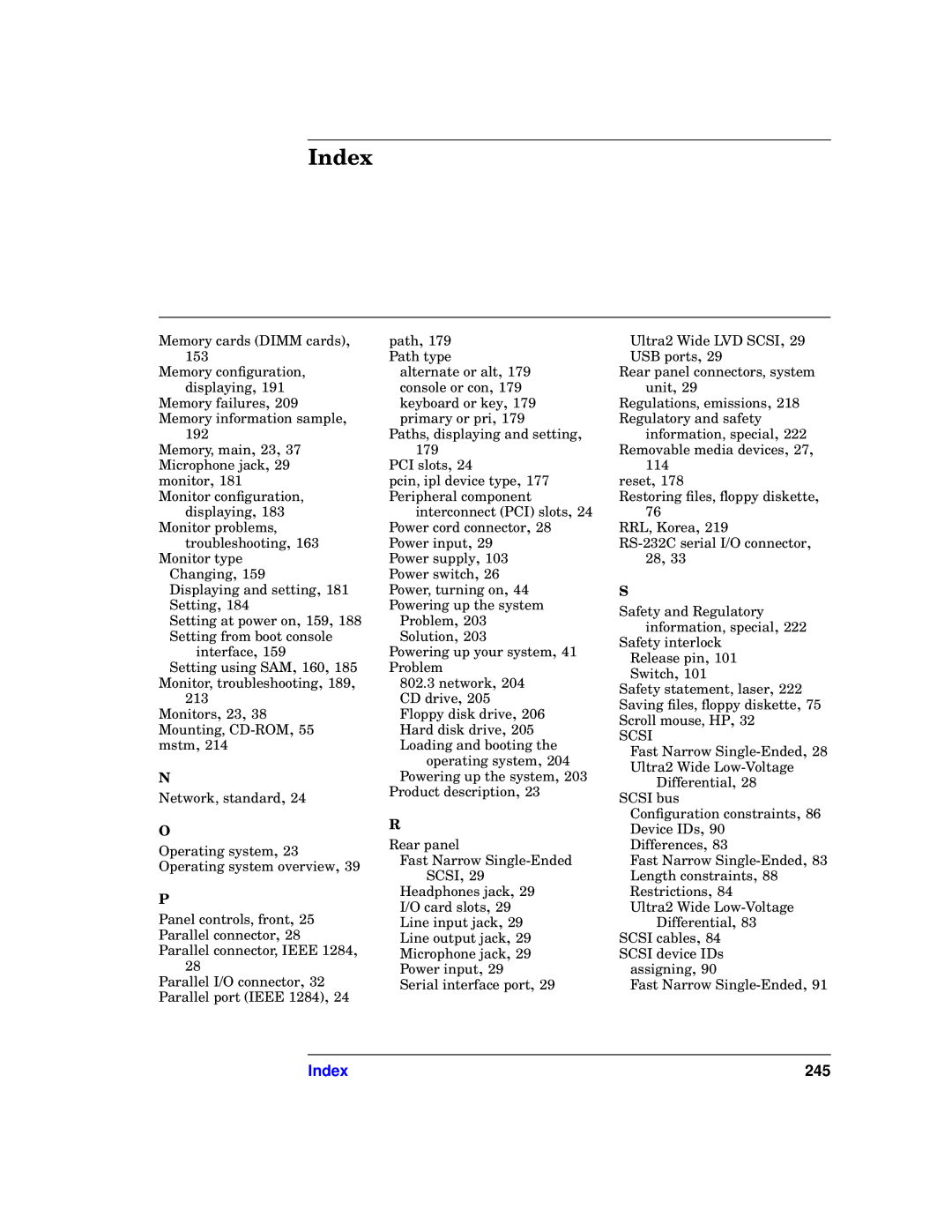 HP b1000 manual Index 245 