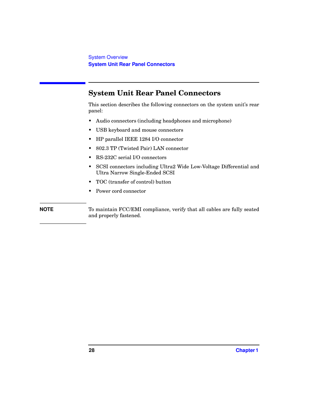 HP b1000 manual System Unit Rear Panel Connectors 