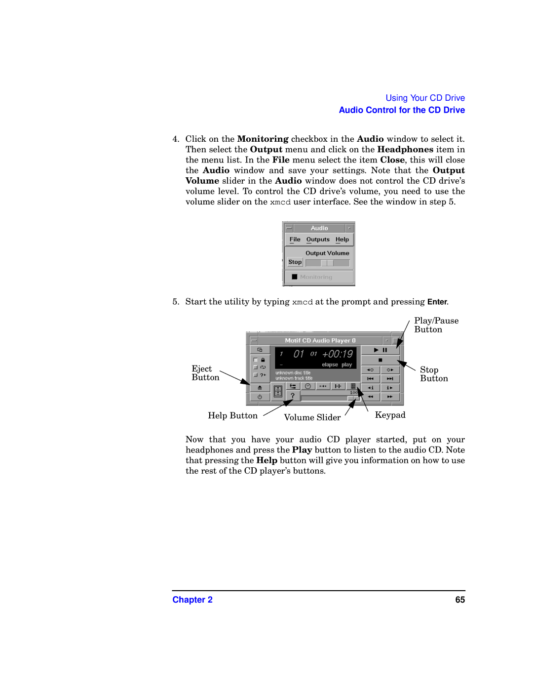 HP b1000 manual Audio Control for the CD Drive 