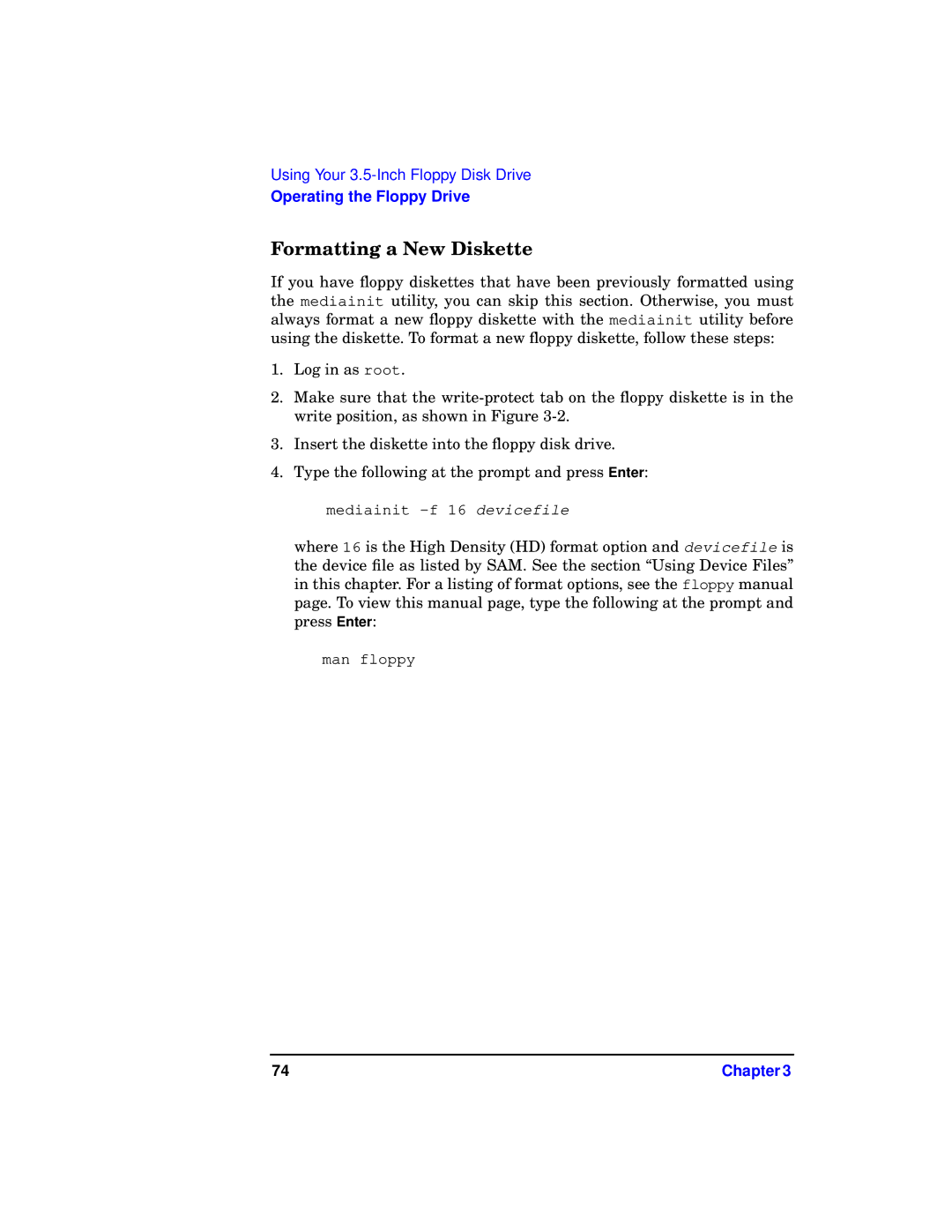 HP b1000 manual Formatting a New Diskette 