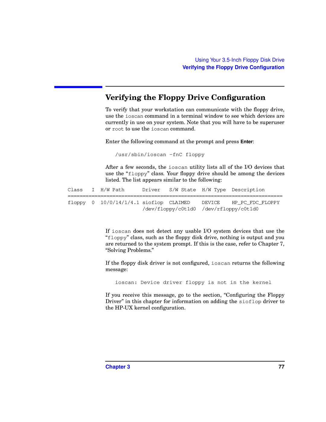 HP b1000 manual Verifying the Floppy Drive Conﬁguration 