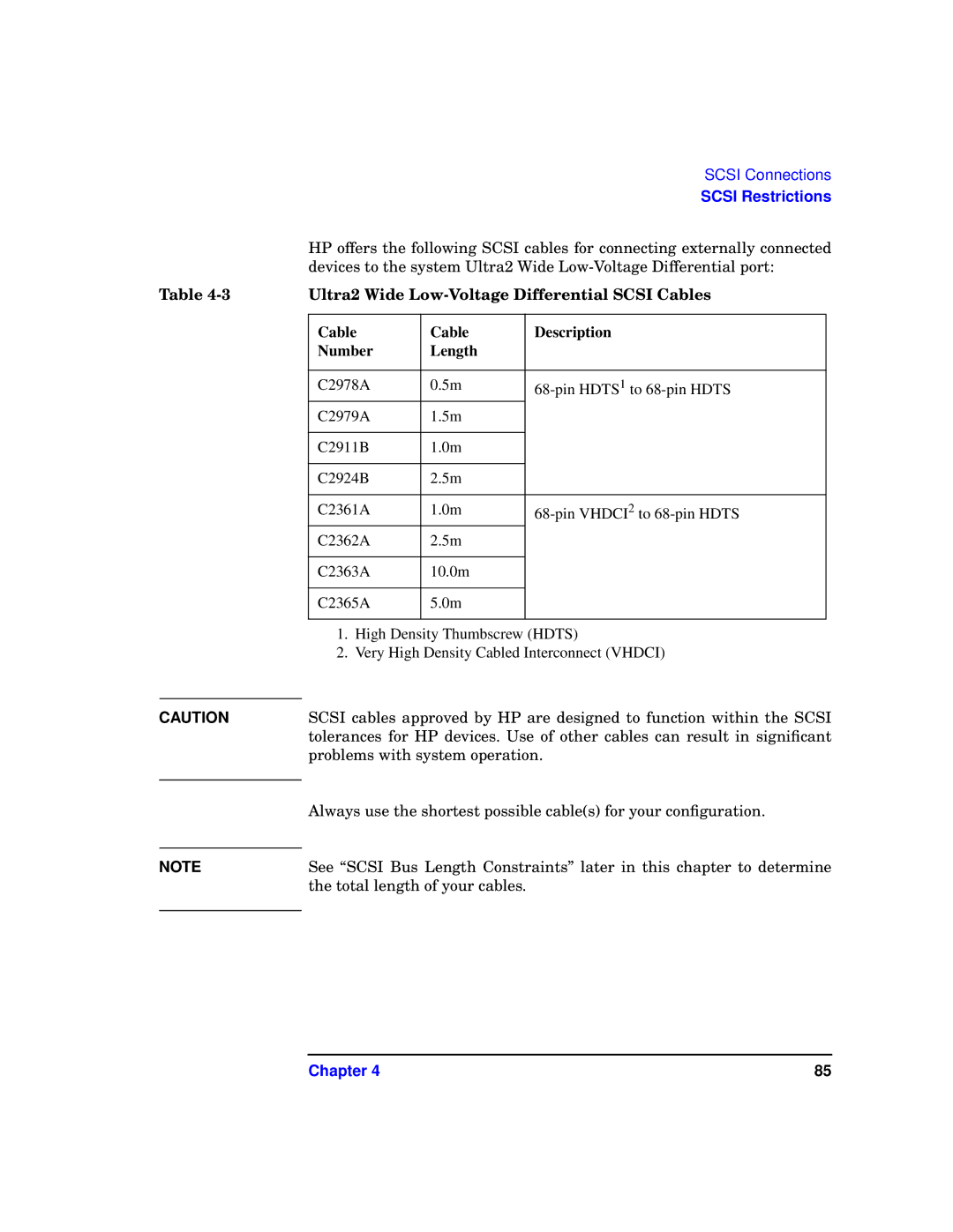 HP b1000 manual Scsi Restrictions 