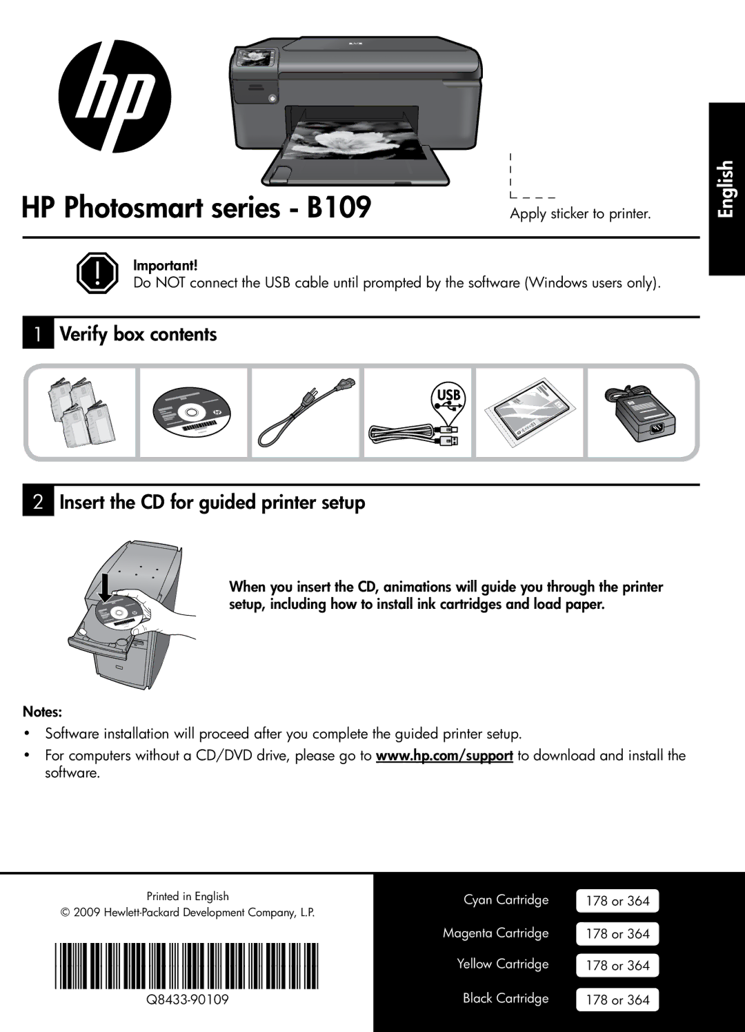 HP manual HP Photosmart series B109, English 