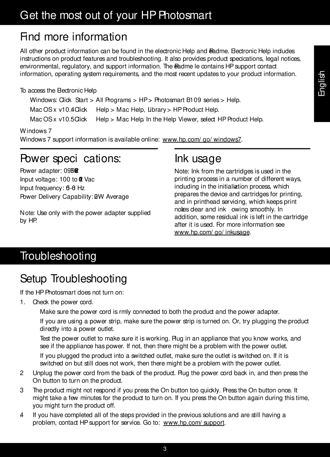 HP B109 manual Find more information, Troubleshooting 