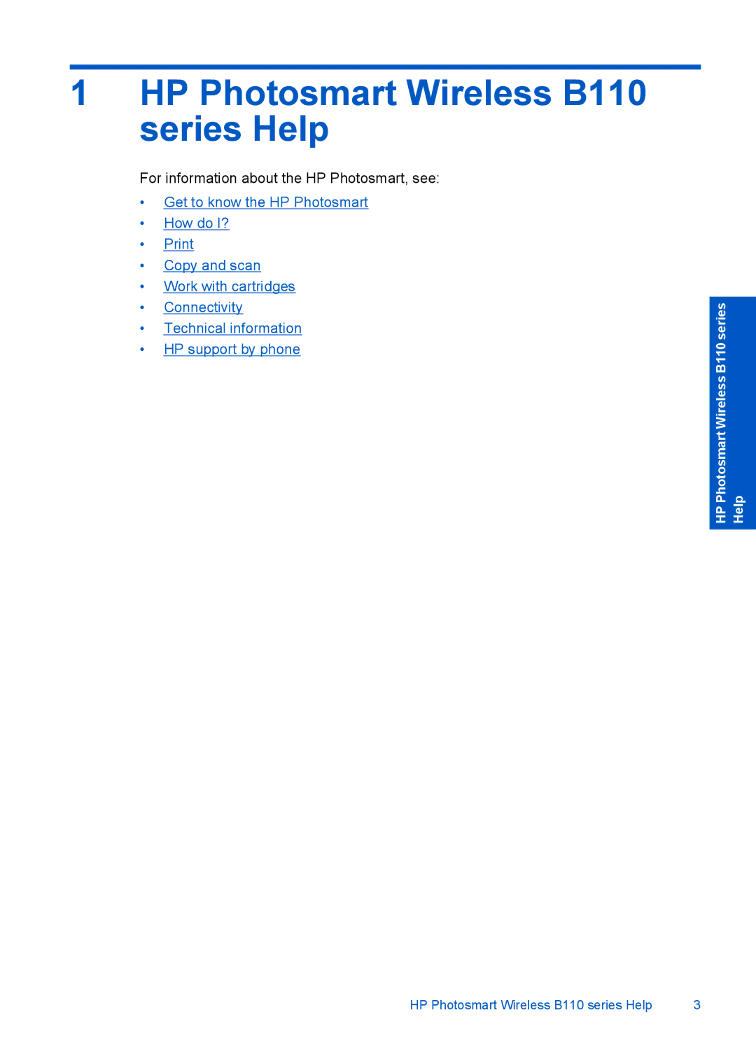 HP B110b, B110a, B110c, B110d, B110e manual HP Photosmart Wireless B110 series Help 