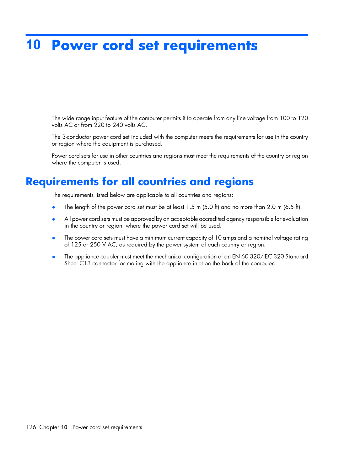 HP B1293TU, B1201VU, B1203VU, B1200, B1205VU, B1204VU Power cord set requirements, Requirements for all countries and regions 