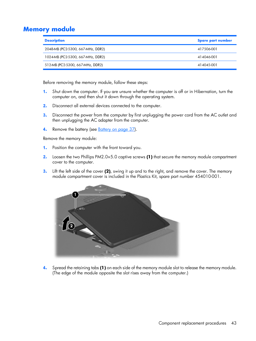 HP B1200, B1201VU, B1203VU, B1205VU, B1204VU, B1298TU, B1250TU, B1244TU, B1245TU, B1237TU, B1241TU, B1227TU, B1228TU Memory module 