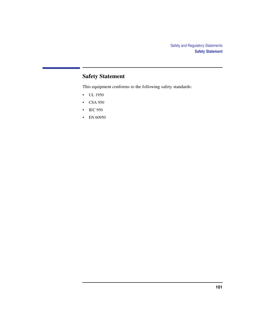 HP B160L, B132L, B180L manual Safety Statement, This equipment conforms to the following safety standards 