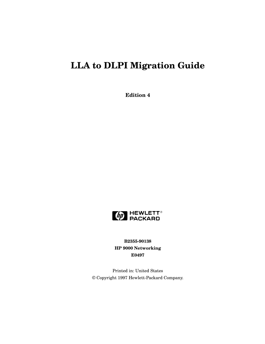 HP B2355-90138 manual LLA to Dlpi Migration Guide 