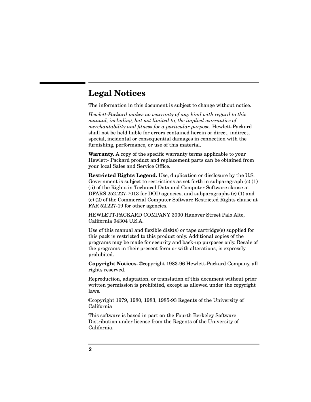 HP B2355-90138 manual Legal Notices 