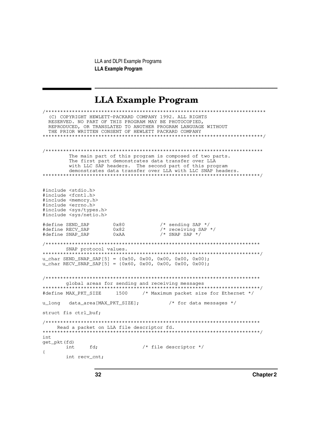 HP B2355-90138 manual LLA Example Program 