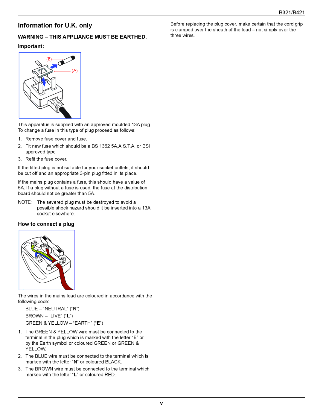 HP B321 31.5-inch manual Information for U.K. only, How to connect a plug 