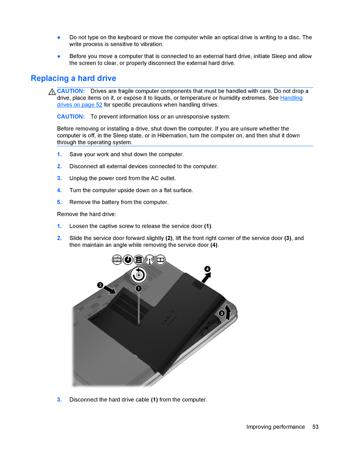 HP B5A04UAR#ABA manual Replacing a hard drive 