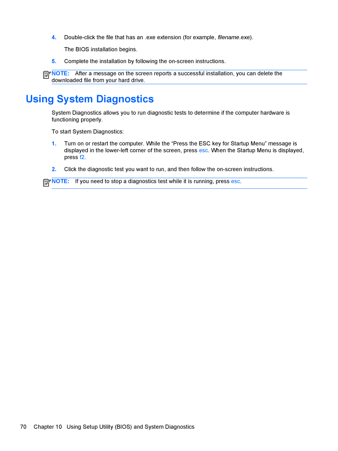 HP B5A04UAR#ABA manual Using System Diagnostics 