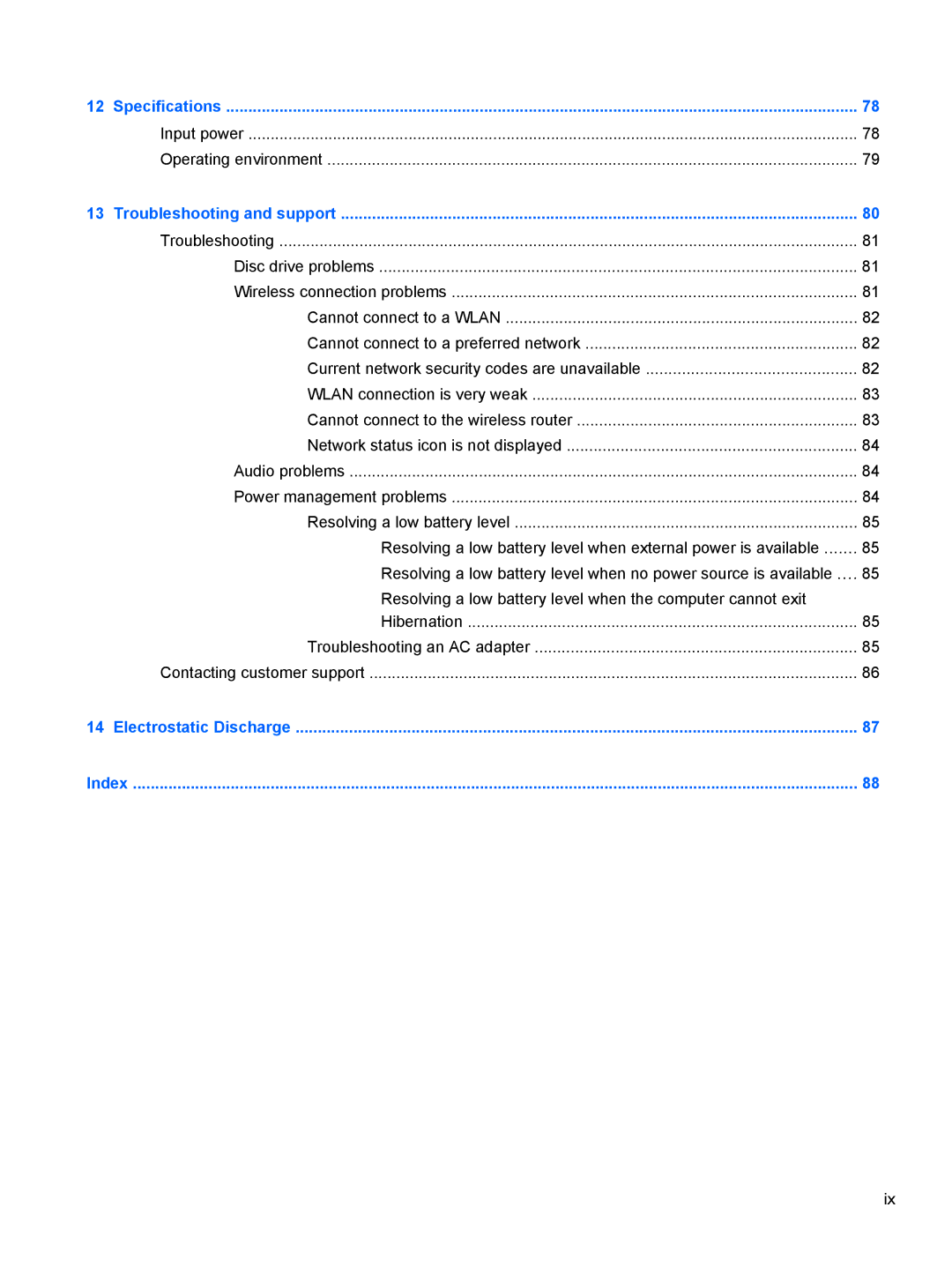 HP B5A04UAR#ABA manual Input power Operating environment 