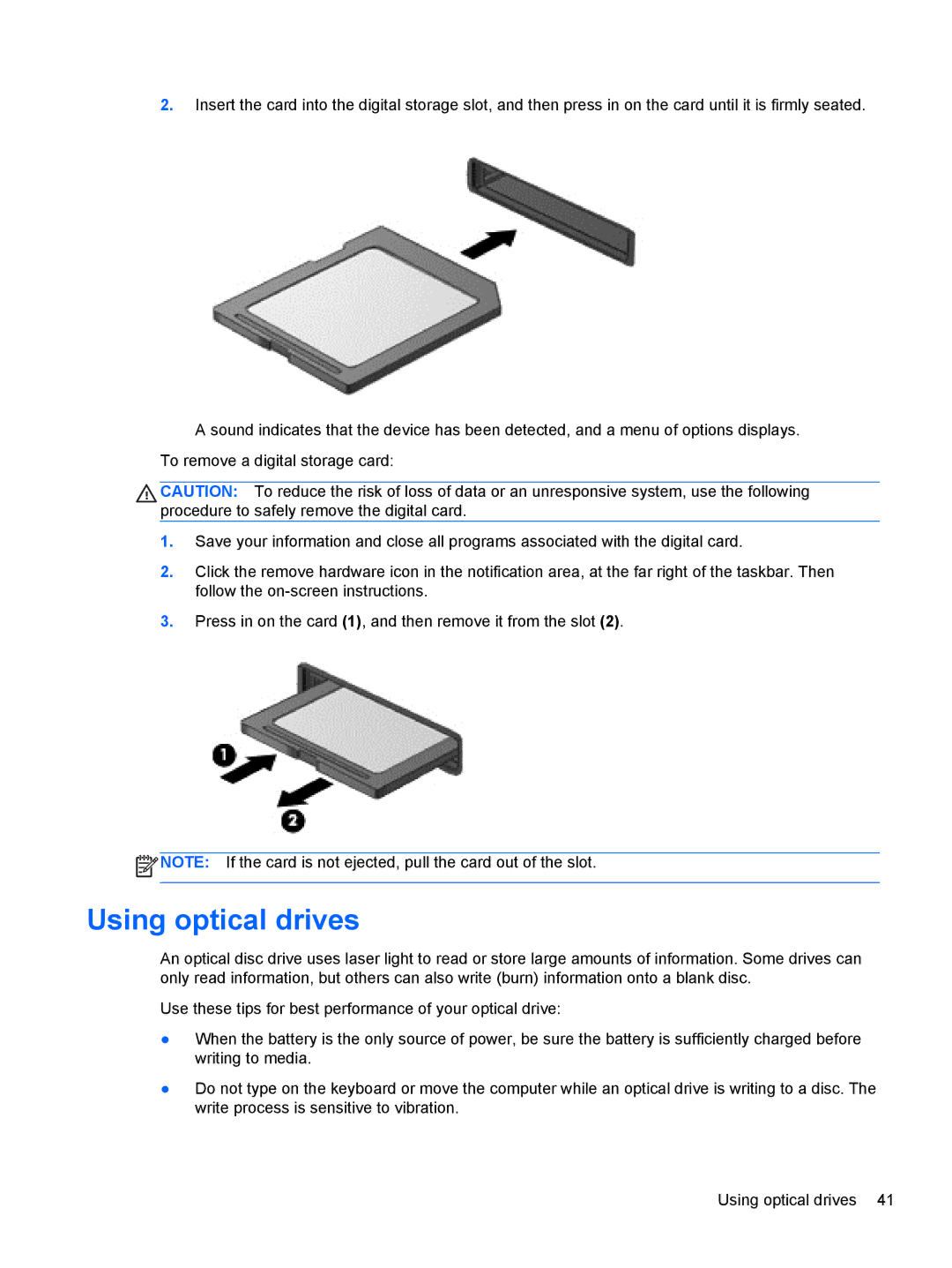 HP B5F63UAR#ABA manual Using optical drives 