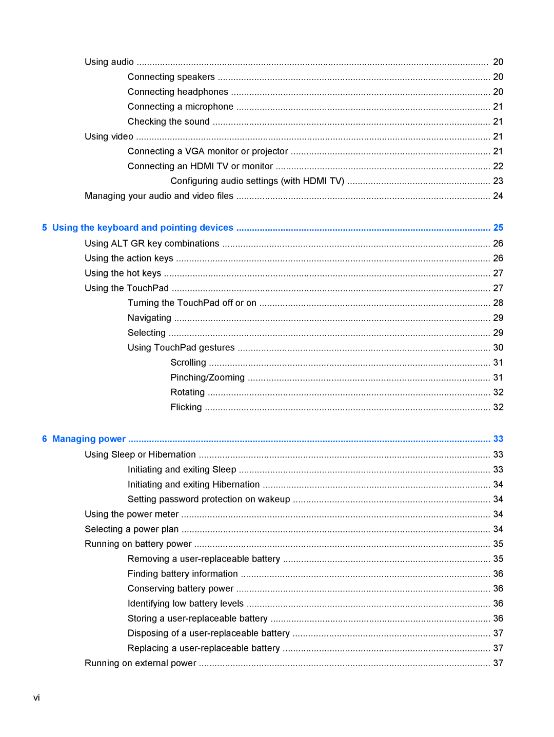 HP B5F63UAR#ABA manual Using the keyboard and pointing devices 