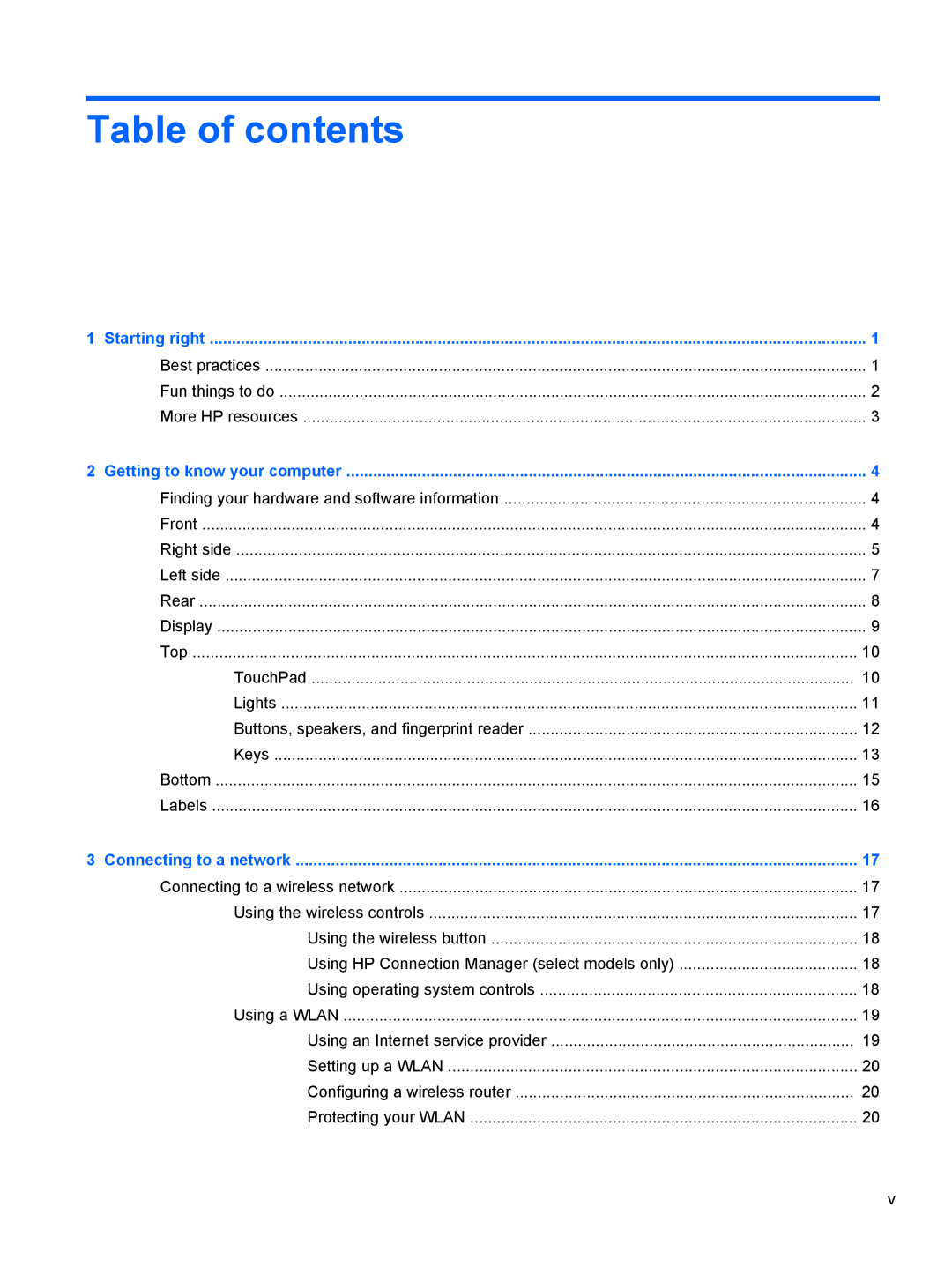 HP dv7-7135us, B5R45UA manual Table of contents 