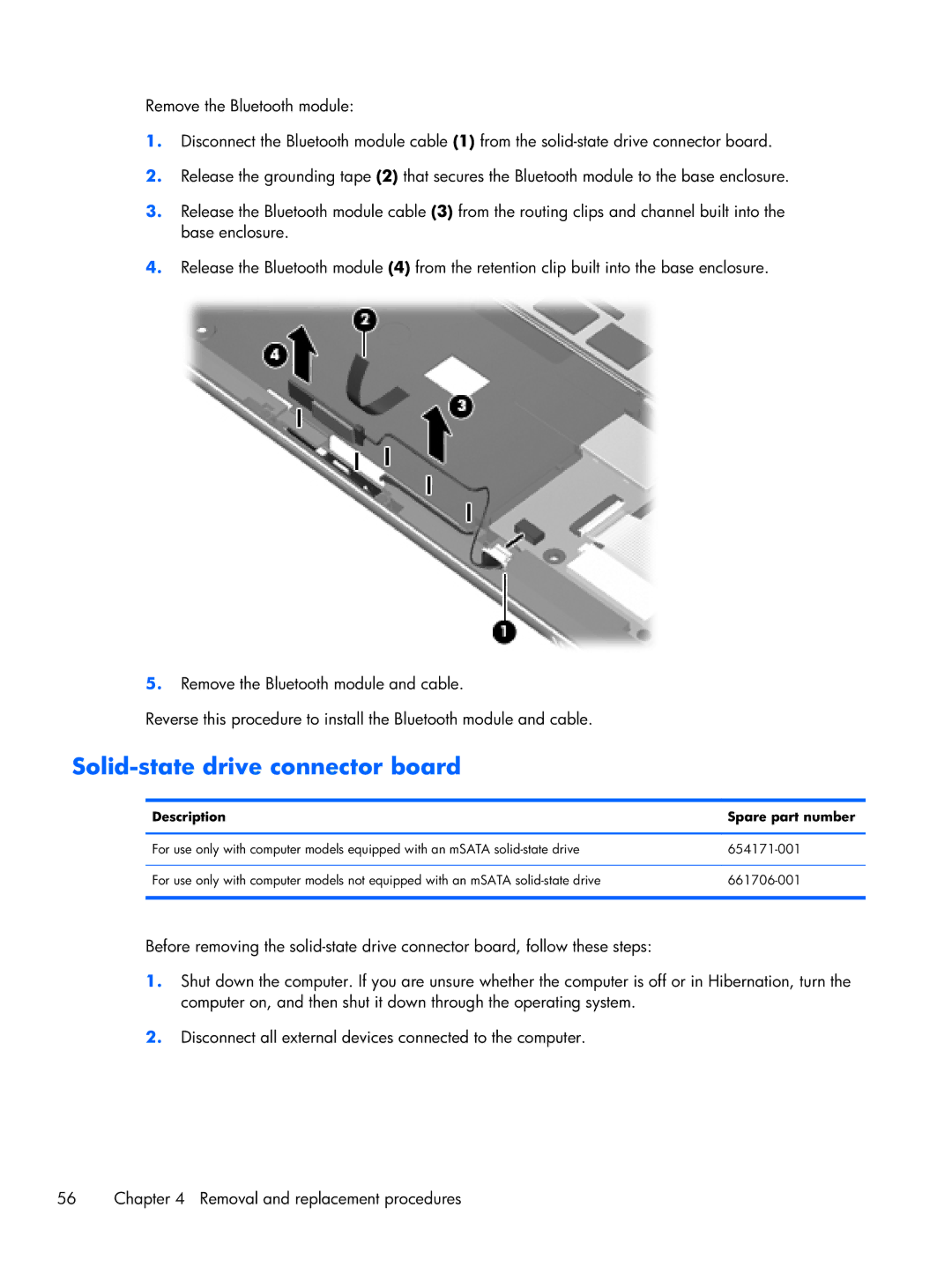 HP B5T05UA manual Solid-state drive connector board, Description Spare part number 