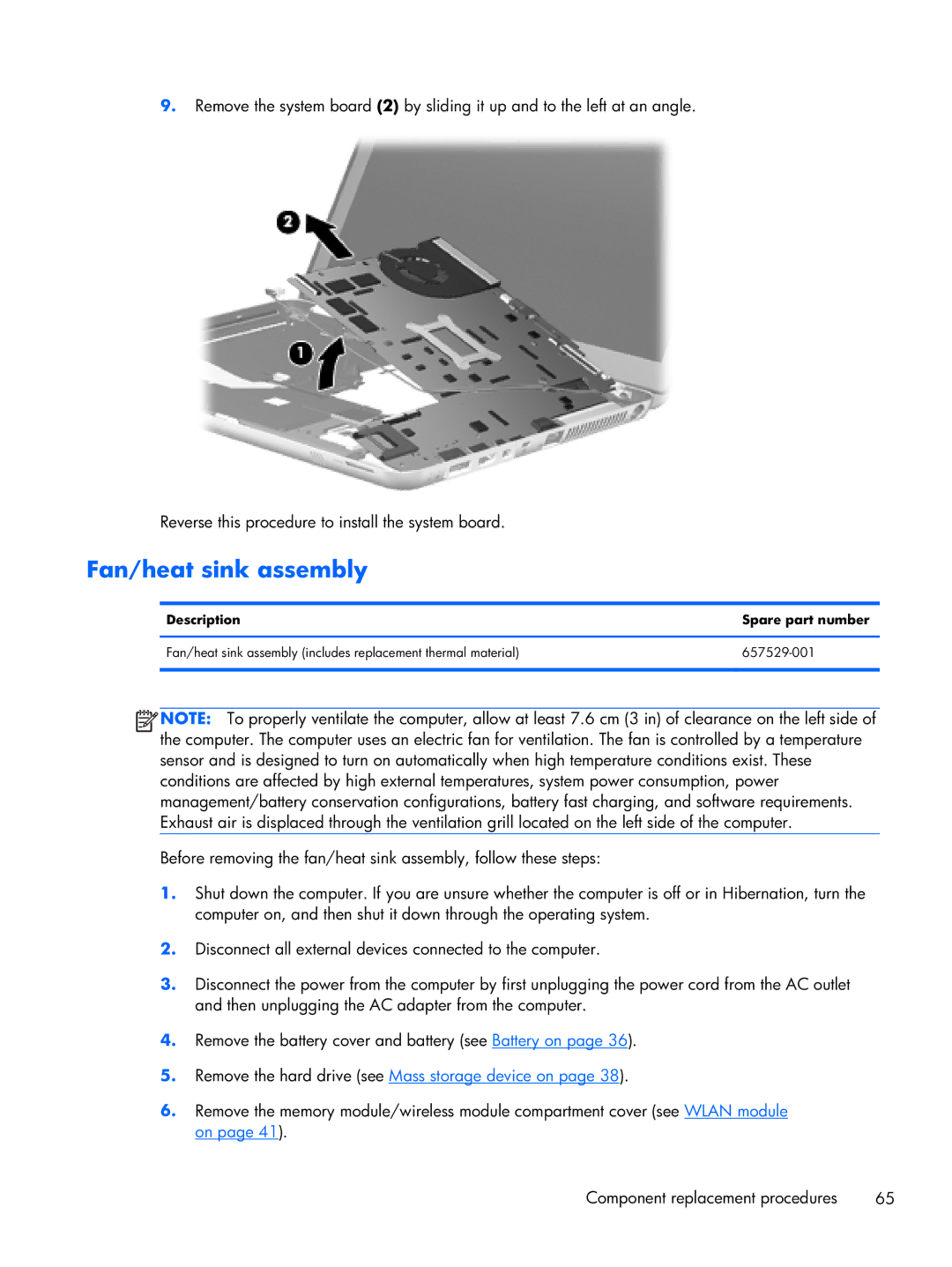 HP B5T05UA manual Fan/heat sink assembly 