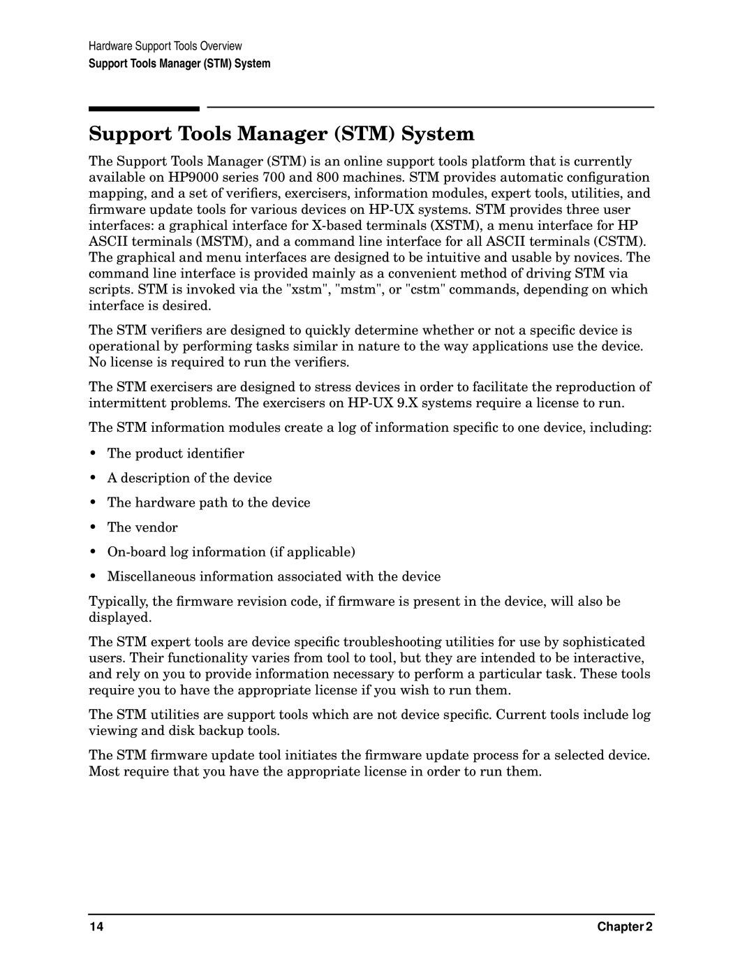 HP B6191-90015a manual Support Tools Manager STM System 