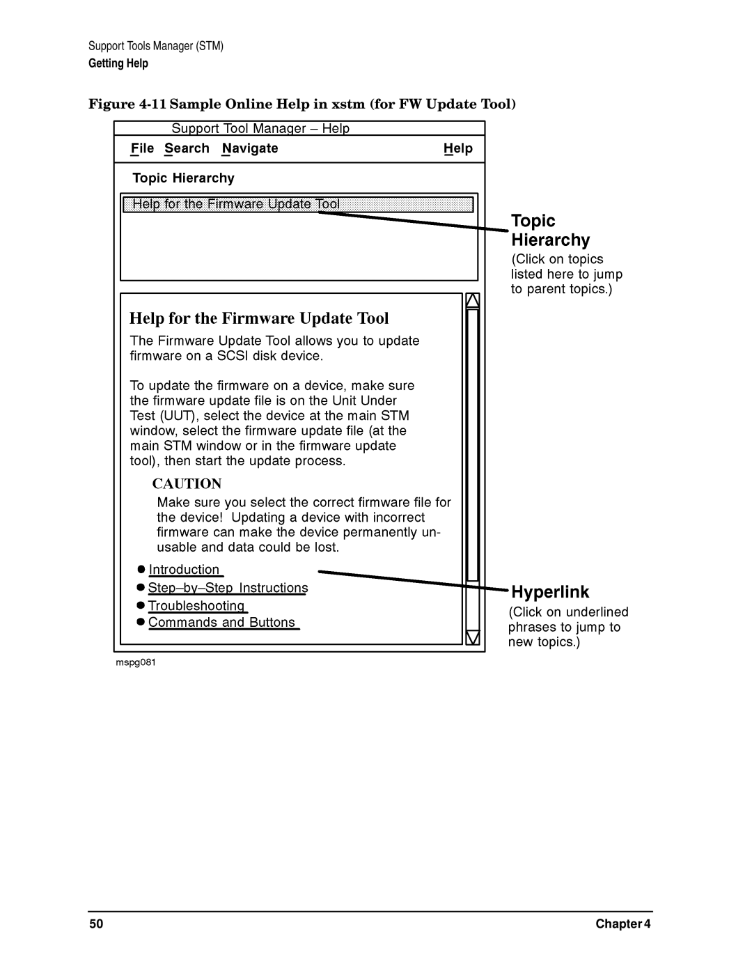 HP B6191-90015a manual Sample Online Help in xstm for FW Update Tool 