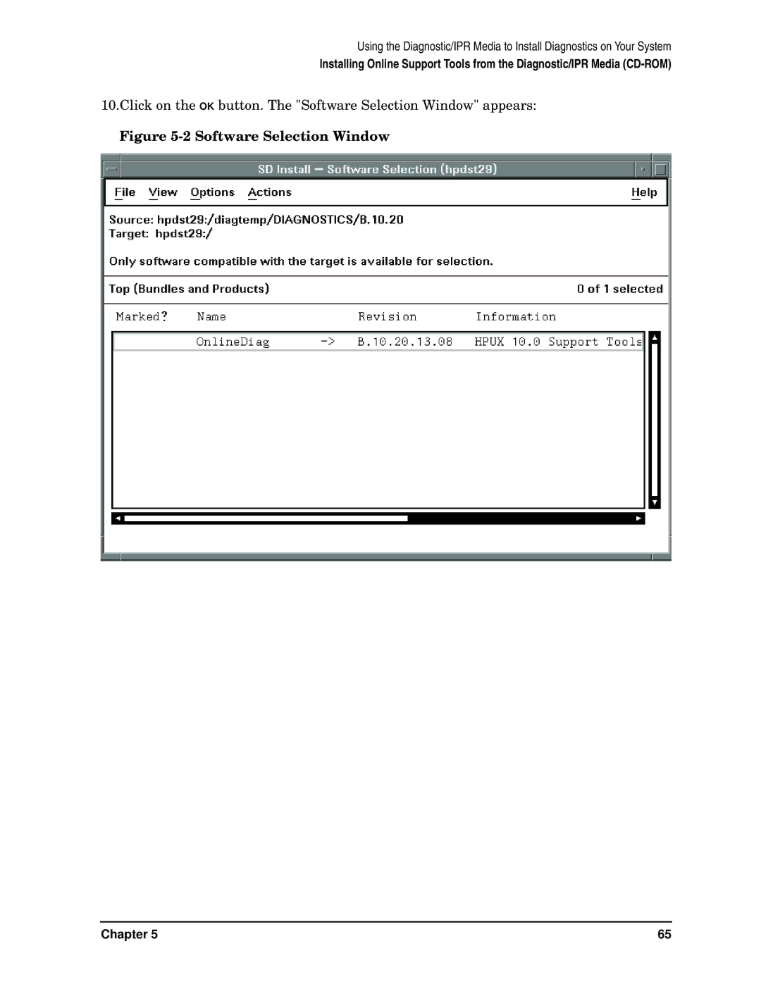 HP B6191-90015a manual Software Selection Window 