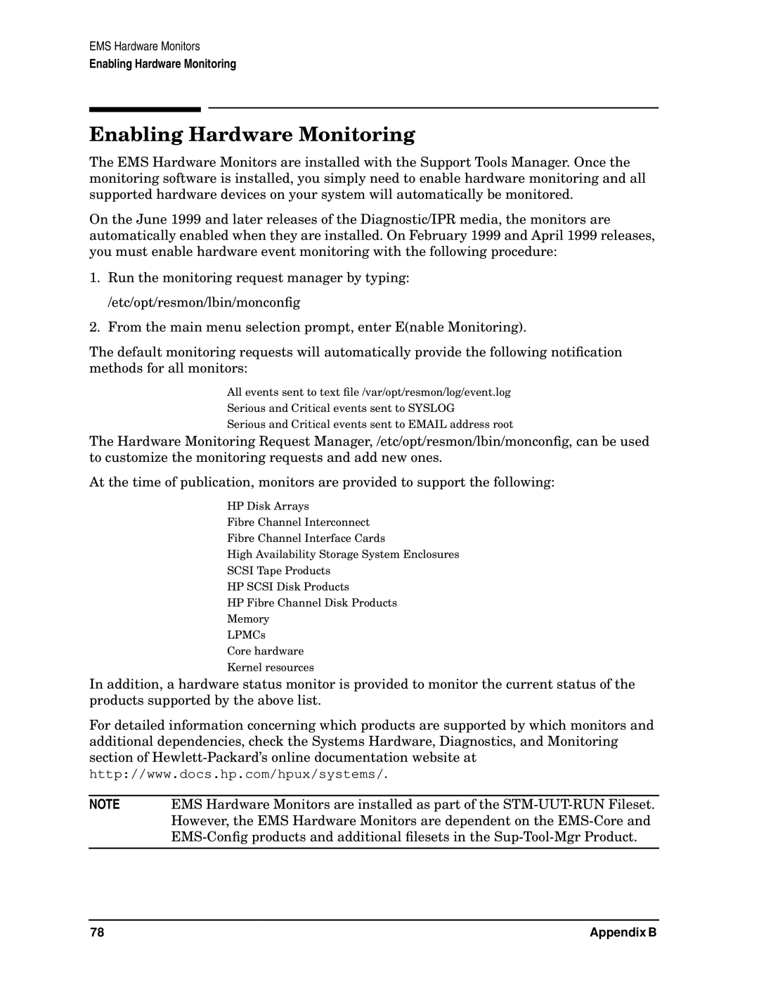 HP B6191-90015a manual Enabling Hardware Monitoring 