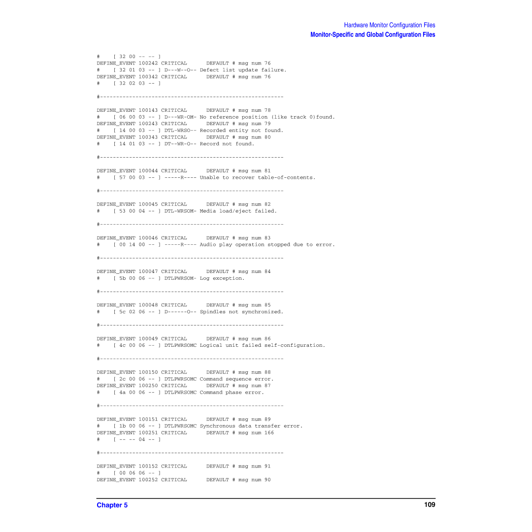 HP B6191-90029 manual Critical Default, Defineevent 100150 Critical 