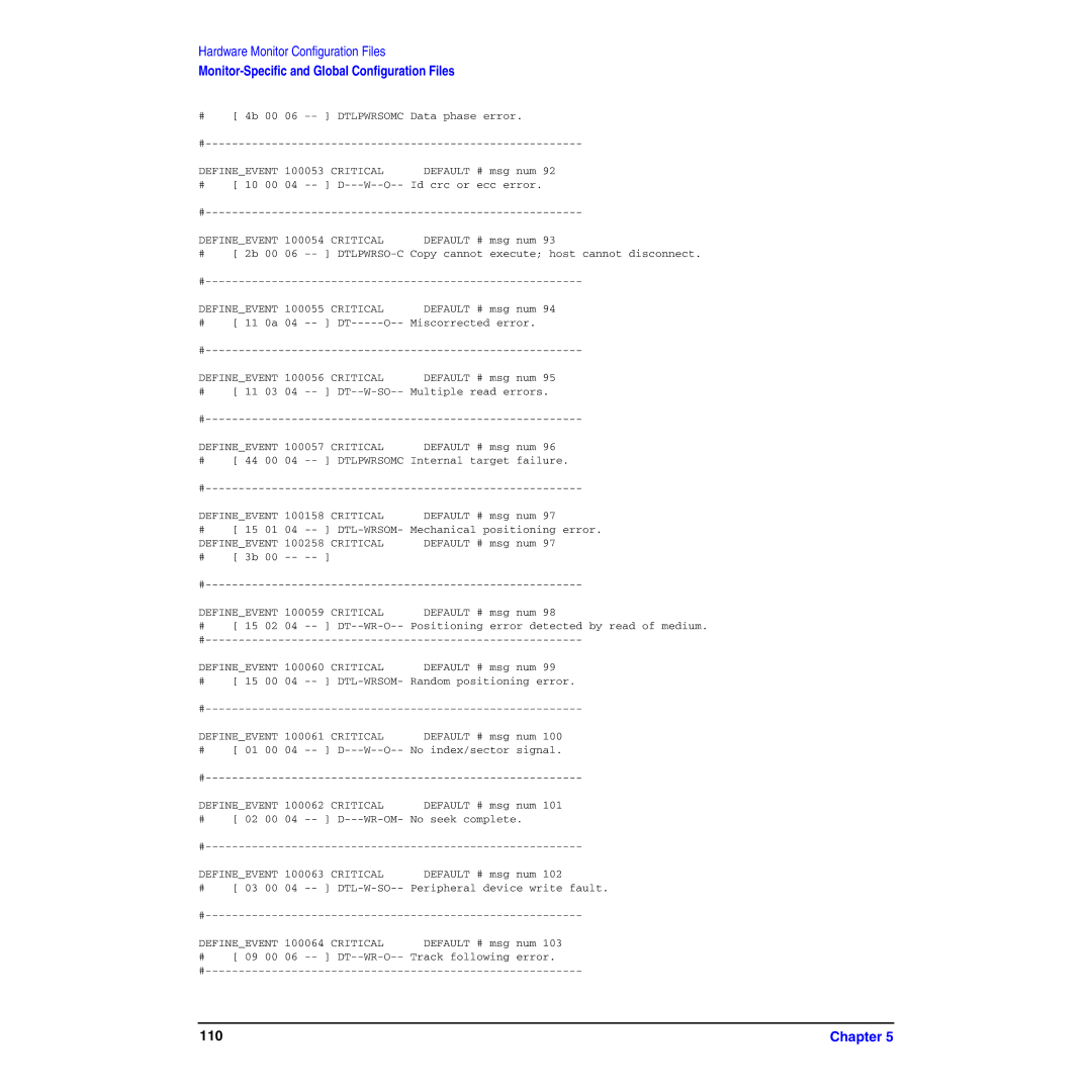 HP B6191-90029 manual Defineevent 100158 Critical, Critical Default # 