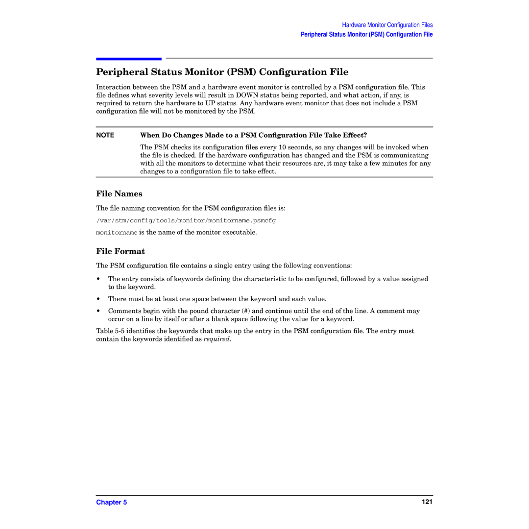 HP B6191-90029 manual Peripheral Status Monitor PSM Conﬁguration File, File Names 