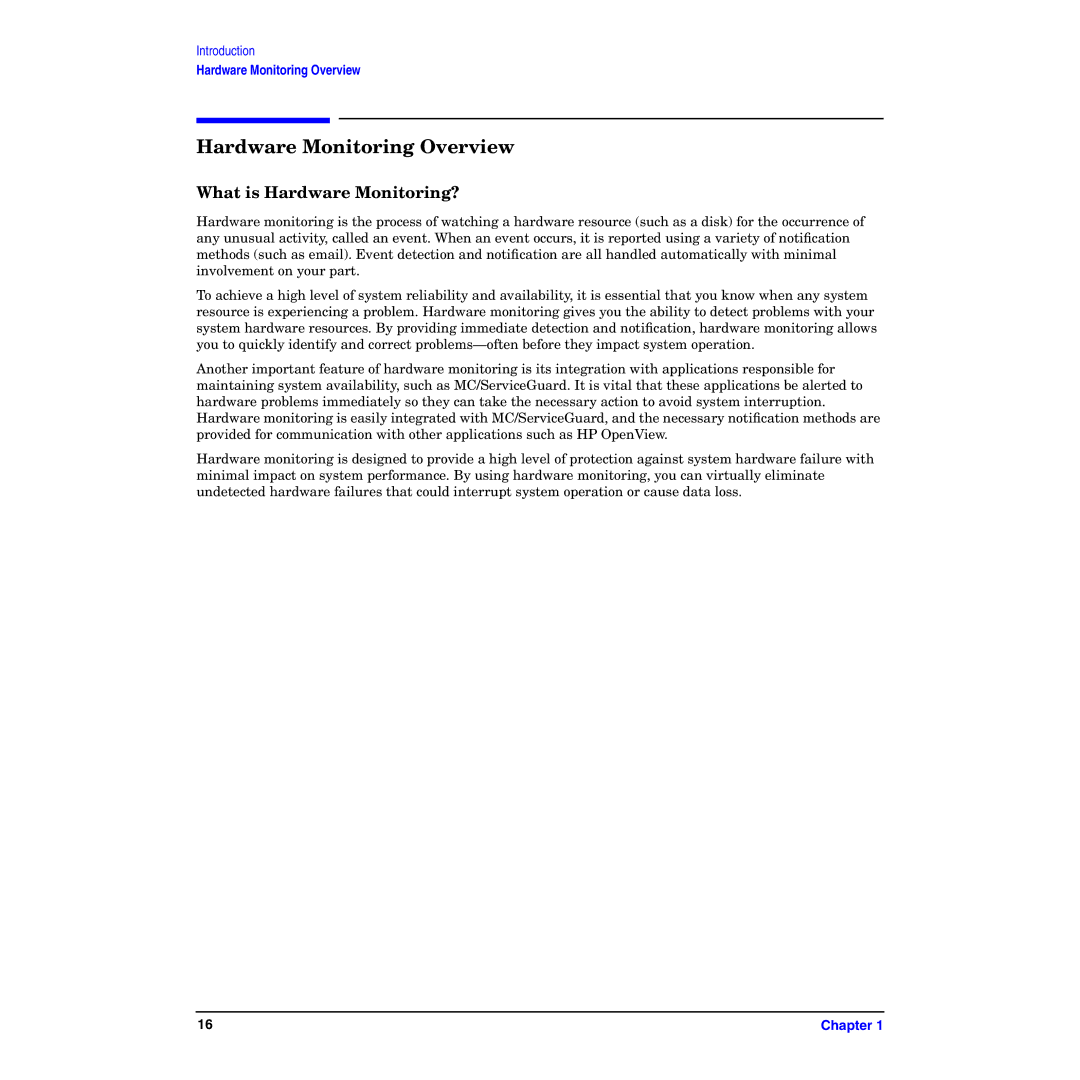 HP B6191-90029 manual Hardware Monitoring Overview, What is Hardware Monitoring? 