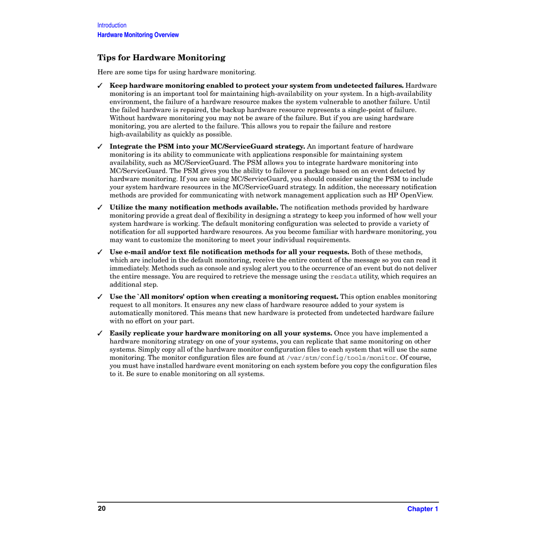 HP B6191-90029 manual Tips for Hardware Monitoring 