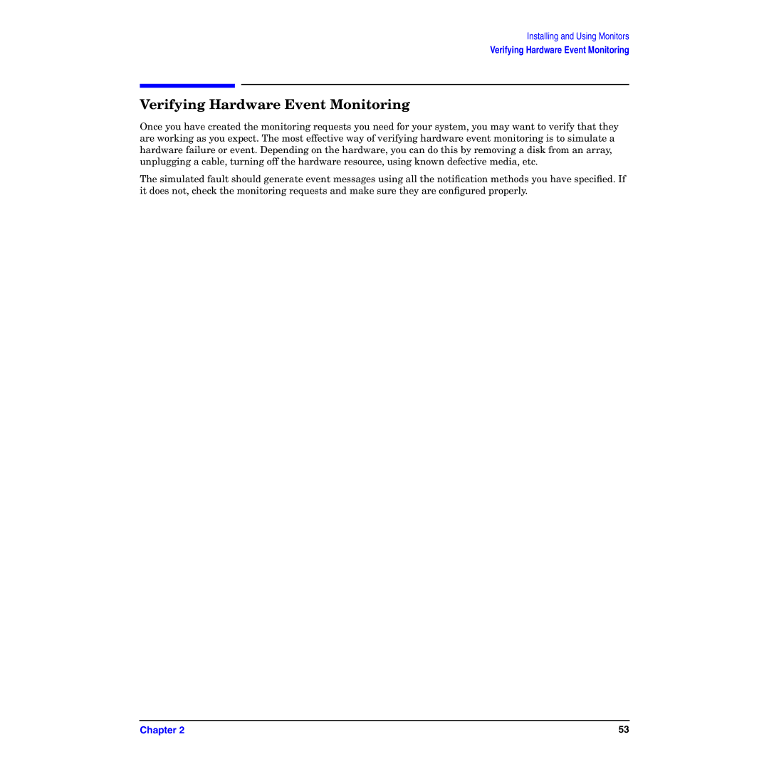 HP B6191-90029 manual Verifying Hardware Event Monitoring 