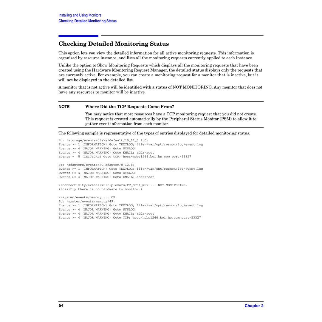 HP B6191-90029 manual Checking Detailed Monitoring Status, Major 