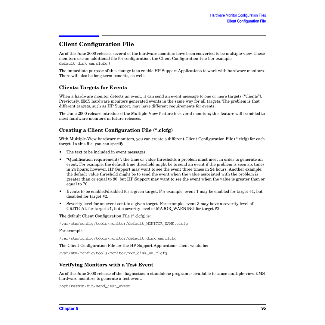 HP B6191-90029 manual Clients Targets for Events, Creating a Client Conﬁguration File *.clcfg 