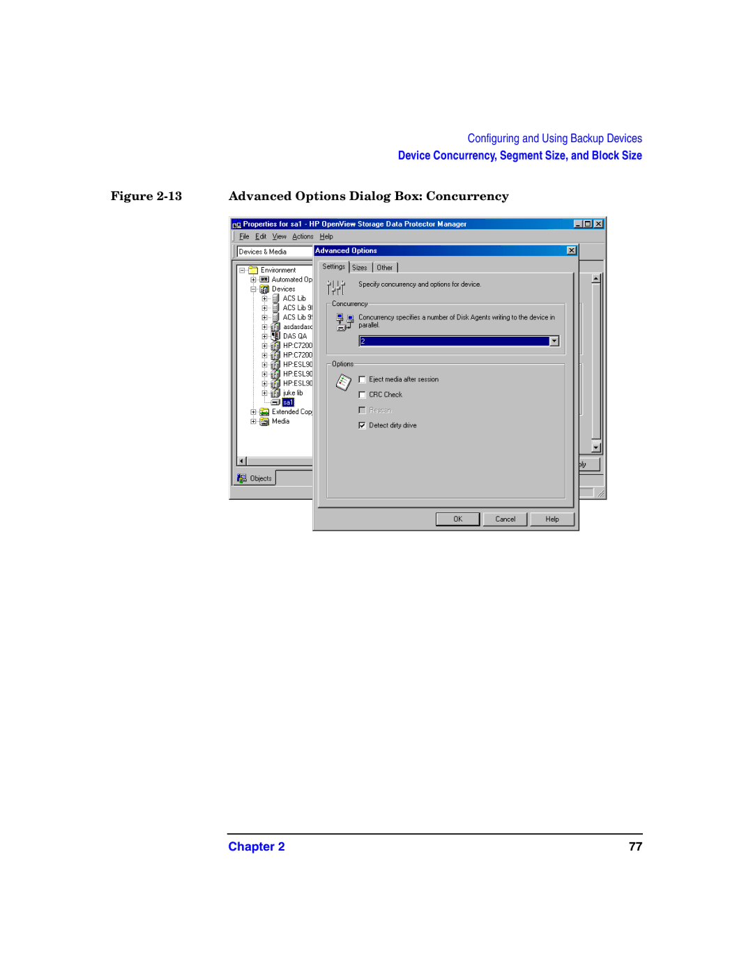 HP B6960-90078 manual Advanced Options Dialog Box Concurrency 