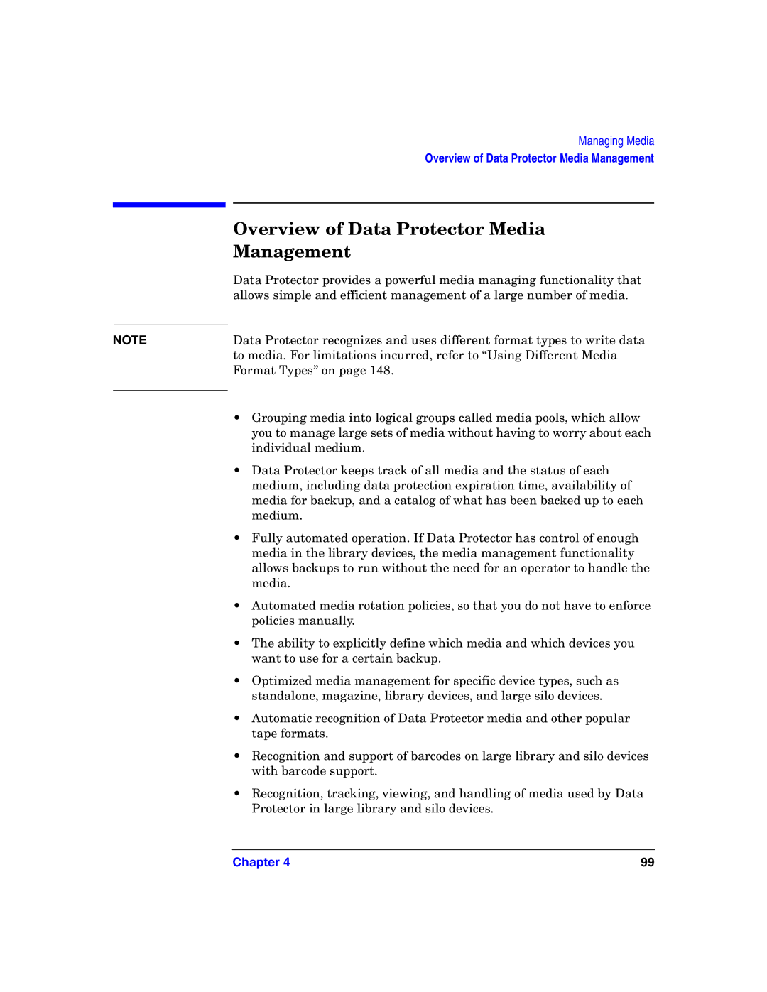 HP B6960-90078 manual Overview of Data Protector Media Management 