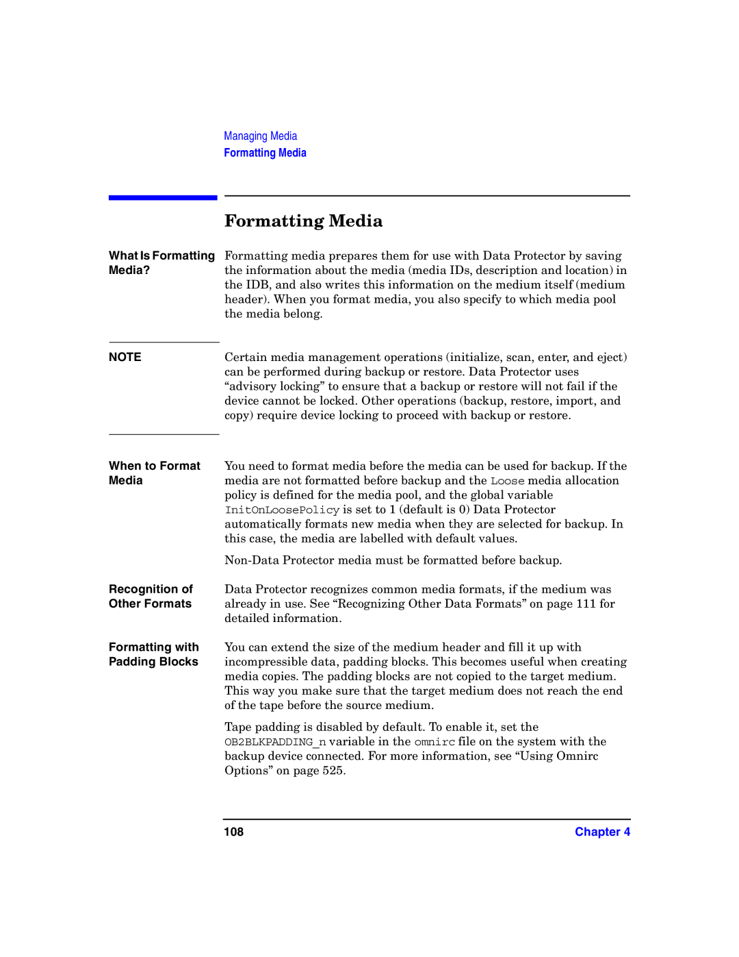 HP B6960-90078 manual Formatting Media 