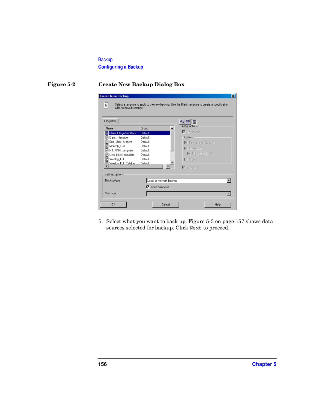 HP B6960-90078 manual Create New Backup Dialog Box, 156 