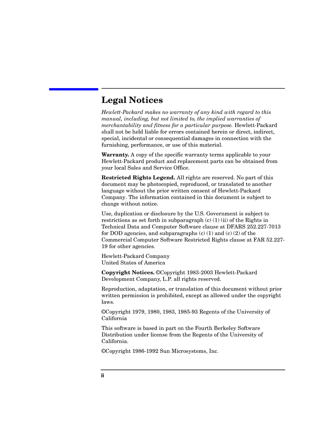 HP B6960-90078 manual Legal Notices 